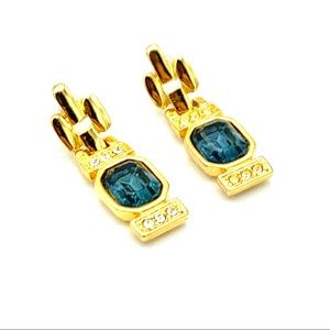 Pierced Earrings crystals set in gold plated metal